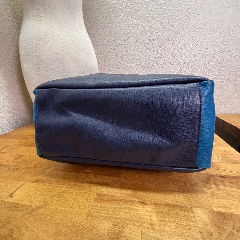 Coach Blue Saffiano Leather Colorblock North South Zip Top Tote 23891 - Picture 5 of 16